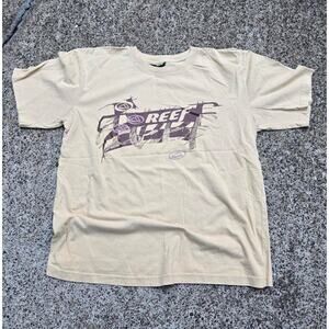 Vtg Y2K Reef Multi Logo Surf Skate T Shirt Tan Size Medium Mallcore Billabong